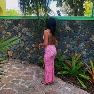 Pink floral maxi dress